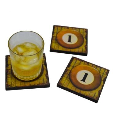 Imagem de Porta Copos Quadrados Decorados Charmoso Bola 1 Sinuca