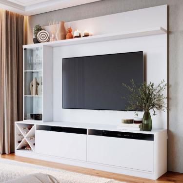 Imagem de Rack com Painel para TV Até 50 Polegadas Coliseu 3 Portas Branco - Panorama Móveis