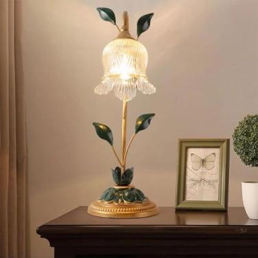 Imagem de Estilo Americano Vintage Criativo Em Forma De Flor, Lâmpada De Mesa Idílica Francesa, Iluminação Decorativa Para Cabeçalho Do Quarto, Escritório, Sala De Crianças, Sala De Estar (A 1 Lights)