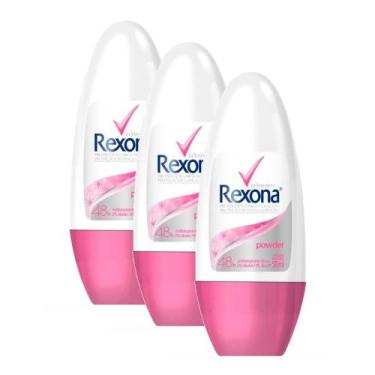Imagem de Kit 3 Desodorante Rexona Powder Women Roll-on Antitranspirante 48h 50m