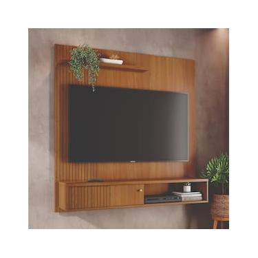 Imagem de Painel Suspenso para TV Madetec Aurora 160cm Ripado Porta Deslizante