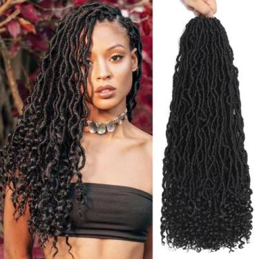 Imagem de Cabelo de crochê Faux Locs Aayubb de 18 polegadas com pontas encaracol
