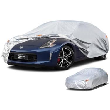 Imagem de Capa de carro de 6 camadas Kayme Impermeável para todos os climas para automóveis, cobertura completa para uso externo, proteção contra chuva e sol, UV, prata