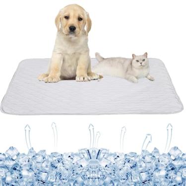 Imagem de SEIS Almofada de gelo para cães, tapete de canil para gatos, tapete de resfriamento para animais de estimação, tapete de bambu fresco para o verão (cinza sólido, G