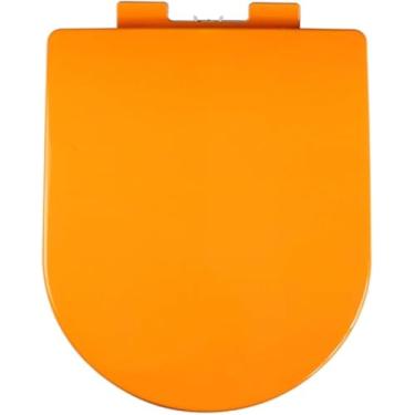 Imagem de Tampa Do Vaso Sanitário Em Forma De D Assento De Vaso Sanitário De Fechamento Suave Com Liberação Rápida, Assentos Sanitários De Fixação Superior Com Dobr, One Color, Orange