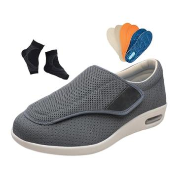 Imagem de Chinelos De Homem Diabéticos, Sapatos De Homem Para Edema Diabético Ténis Leves E Com Largura Alargada Para Caminhada, Sapatos Confortáveis Edema, Atividades Ao Ar Livre, Neuropatia(Gray,45 EU)