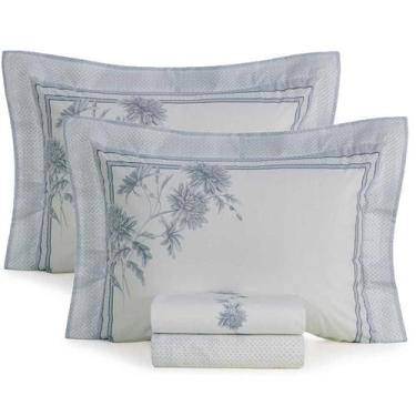 Imagem de Jogo de Cama King Size Lençol 100% Algodão Percal 200 Fios Mavie 4 Peç