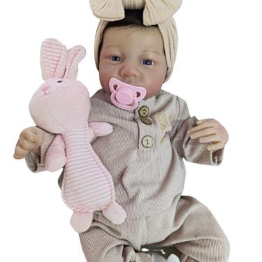 Imagem de Bebê Reborn Menina Olhos Abertos Cabelo Implantado Fio A Fio Realista