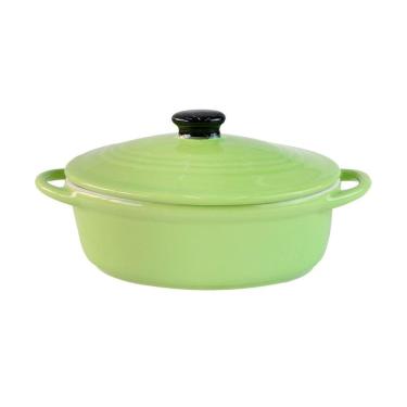 Imagem de Mini Panela De Cerâmica Oval Com Tampa 18,5x10,5x9cm