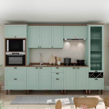 Imagem de Armário De Cozinha Comp Genialflex Iluminata Ayla Verde Mint