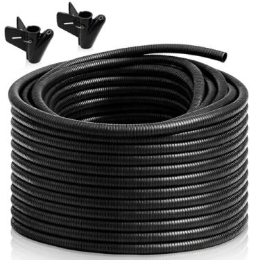 Imagem de Kit de tubulação de tear de fio dividido de 120 pés 1/5.1 cm com 2 braçadeiras - Conduíte flexível resistente à abrasão para proteção automotiva e mecânica de cabos