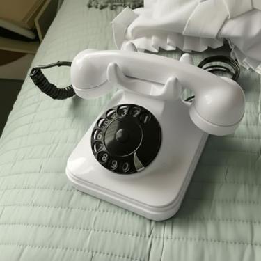 Imagem de Telefone De Mesa Antigo Retro Disco (decorativo) (Branco)
