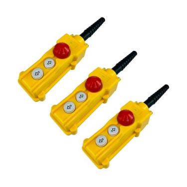 Imagem de kit 3 Botoeira Industrial P/Talha Cob61h 2 Botão/ Emergência - LCTE