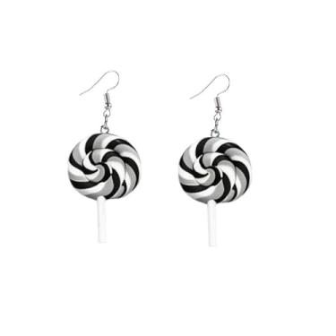 Imagem de Brincos de pingente de arco-íris colorido de pirulito para mulheres, doces ou travessuras, presentes de Natal, presentes de Natal, joias modernas, middle, Acrílico, Sem pedra preciosa