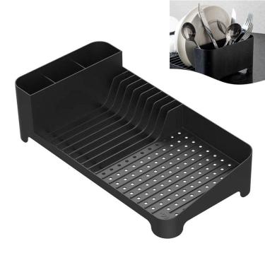 Imagem de Escorredor Louças Compacto Pratos Talheres - Preto