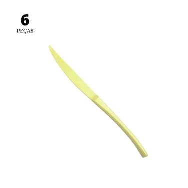 Imagem de Conjunto de 6 Facas para Mesa Wolff Berna de Aço Inox Champanhe Fosco