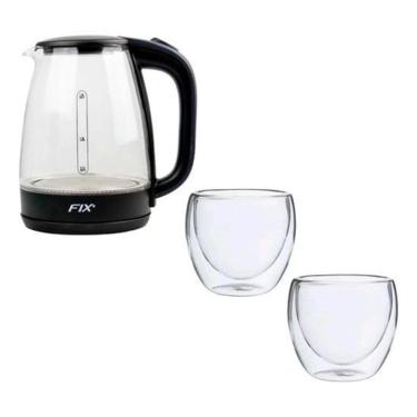Imagem de Jarra Vidro Elétrica 1,8L + Copo Vidro Duplo 140ml 2p
