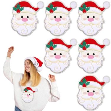 Imagem de Luinabio 6 peças tamanho grande de 17,8 cm patch de Natal para passar a ferro, Papai Noel, aplique bordado em massa, roupas artesanais, jeans, chapéu, suéter, jaqueta, bolsa, acessórios, faça você