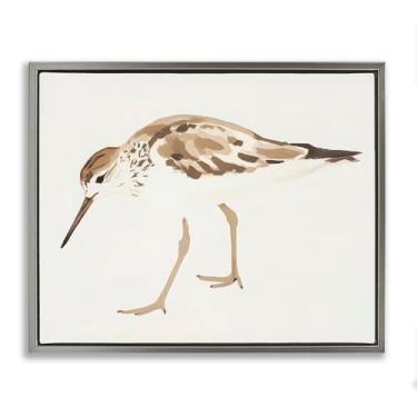 Imagem de Stupell Industries Arte de parede em tela flutuante cinza minimalista Sandpiper Shore, pássaro, design de Sisi e Seb, 43 x 53 cm