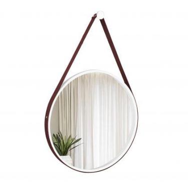 Imagem de Espelho Decorativo Adnet Branco Alça material sintético Café 50 cm Red