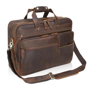 Imagem de Maleta Polare Large 17 de couro integral para homens marrom - POLARE O