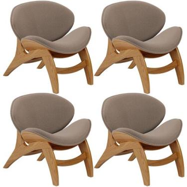 Imagem de Kit 4 Poltronas Decorativa Orgânica Sala Living Kadosh L02 Bouclê Bege