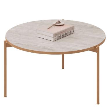 Imagem de Mesa de Centro Redonda Para Sala Pé Metal Nala D04 Quartzo - Mpozenato