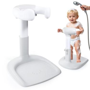Imagem de LIFVCNT Suporte de chá de bebê para bebês de 6 a 36 meses, suporte de banho de bebê com altura ajustável, design antiderrapante estável, ajudante de banho infantil multiuso, presentes de chá infantil