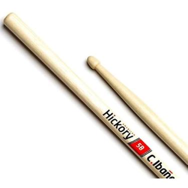 Imagem de Baqueta C. Ibañez Hickory 5BH Padrão 5B Clássica Madeira Made in USA Top com Ponta de Madeira