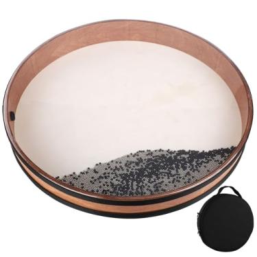 Imagem de BGMUSER Tambor Ocean Drum de 50,8 cm tamanho grande de pele de cabra com contas de aço e plástico, bolsa, instrumento de cura sonora para ioga, meditação, relaxamento