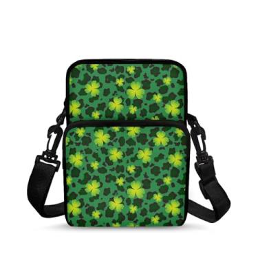 Imagem de Ecaestolph Bolsa tiracolo feminina pequena carteiro tiracolo bolsa transversal bolsa de armazenamento bolsa, Folhas verdes do dia de São Patrício, One Size