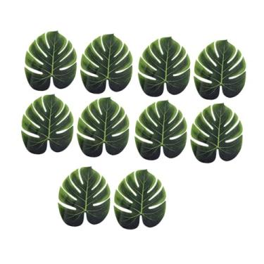Imagem de Fenteer 10x Folhas Tropicais Folhas de Palmeira Artificiais Plantas Artificiais Verdes Planta Tropical para Decoração de Mesa de Casa e Interior da Selva, M