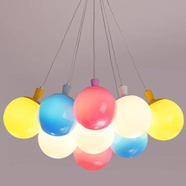 Imagem de Lustre de vidro com 9 luzes em forma de balão para quarto de criança, lustre moderno em forma de globo de vidro, lustre multicolorido para crianças, luminária pendente suspensa para meninos,