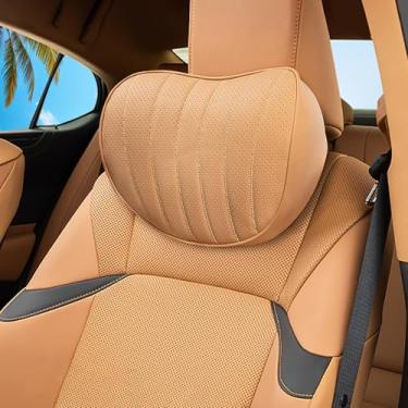 Imagem de Travesseiro ergonômico para encosto de cabeça de carro em couro napa com espuma viscoelástica para Lexus NX350/350h RX350/350h TX GX460 ES300h acessórios Palomino Brown Suporte de pescoço respirável