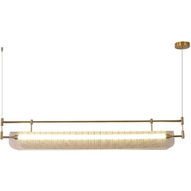 Imagem de Lustre nórdico minimalista LED longo, preto, dourado, linear, pendente, vintage, rústico, luminária de teto, luminárias para sala de estar, cozinha, bar, escritório, restaurante, quarto