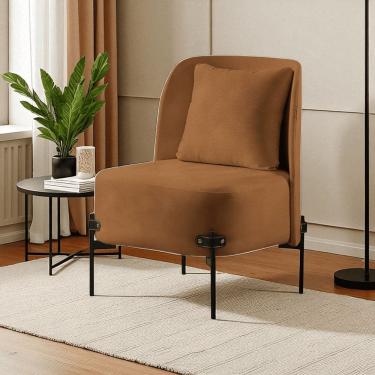 Imagem de Poltrona para Sala de Estar Madeira Maciça Aurora Luxo Caramelo