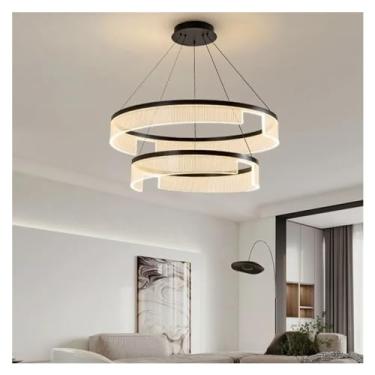 Imagem de Luminária pendente oval minimalista moderna na cor preta para sala de jantar, lustre LED, luminária para casa, lustres de quarto