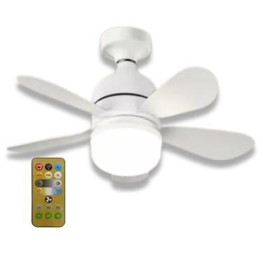 Imagem de Lâmpada LED com Ventilador de Teto Silencioso 60W – 2 em 1 com Controle Remoto, 3 Modos de Luz e Velocidade Ajustável, Bivolt E27, Ideal para Quarto e Sala