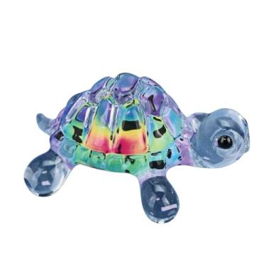 Imagem de Glass Baron Estatueta de tartaruga tie-dye, arte de vidro feita à mão com cristais genuínos e olhos negros, decoração de tartaruga colecionável para casa ou presente