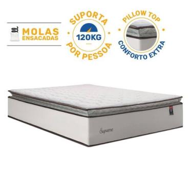 Imagem de Colchão de Molas Ensacadas Pillow Top Supreme Lux Queen 158 cm - Lucas