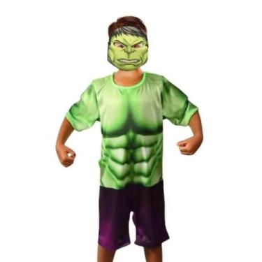 Imagem de Fantasia Infantil Hulk Marvel  Macacão Curto com Máscara - Novabrink, 