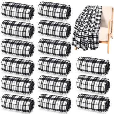 Imagem de Buryeah 15 mantas xadrez preto e branco a granel 152 x 127 cm, cobertor xadrez de búfalo, macio, leve, quente, para sofá, cadeira, cama, escritório, casa, viagens ao ar livre