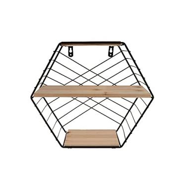 Imagem de Prateleiras de ferro, grade hexagonal, suporte de armazenamento, decoração de estante de parede para exibição geométrica