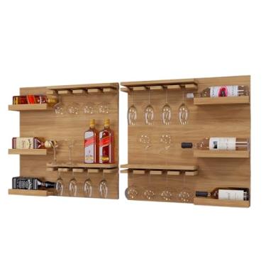 Imagem de 2 Adegas Vinho Barzinho Grande Decoração Mdf Bebidas(Nature)