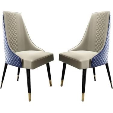 Imagem de ZYHSIJOBAS Conjunto de 2 cadeiras de jantar, cadeiras de jantar, cozinha, cadeiras de jantar, cadeiras laterais para sala de estar com almofada de couro artificial macio e pernas de madeira maciça