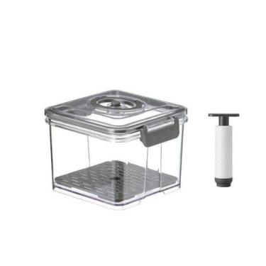 Imagem de Pote Hermético com Bomba de Vácuo 1,5L - Cinza - TOP RIO