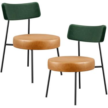 Imagem de Kit 02 Poltronas Para Sala De Estar Londres L02 Facto Verde Musgo Couríssimo Whisky - Lyam Decor