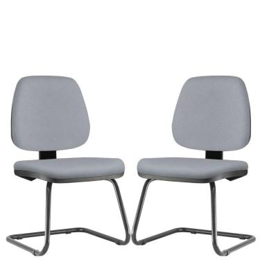 Imagem de Kit 02 Cadeiras Para Escritório Job L02 Fixa Couro Sintético Cinza - Lyam Decor