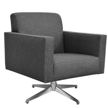 Imagem de Poltrona Decorativa com Base Giratória Para Sala de Estar Helô L02 Linho Chumbo - Lyam Decor