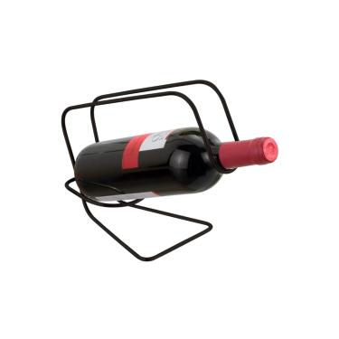 Imagem de Porta Garrafa Vinho Alça Servir Suporte de Mesa Metal Preto